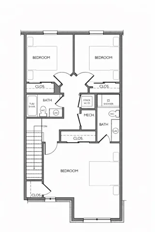 3 bedroom on upper level with 2 baths