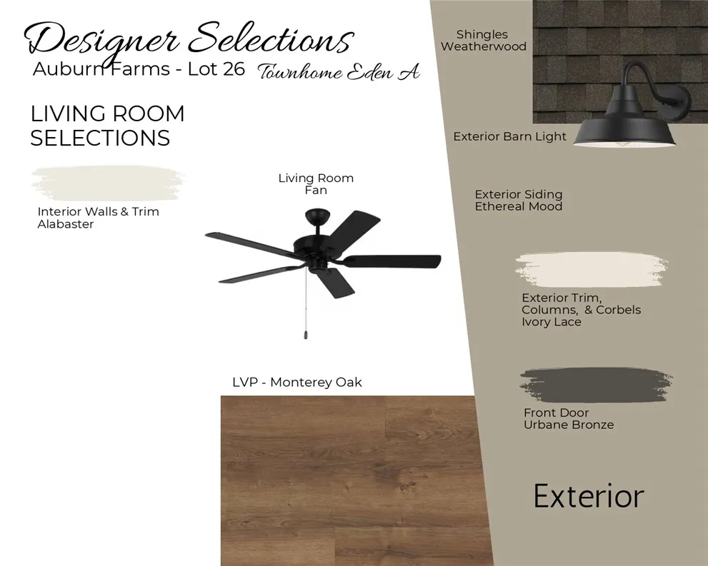 Auburn Farms Townhome Unit 26 - Living Room selections!