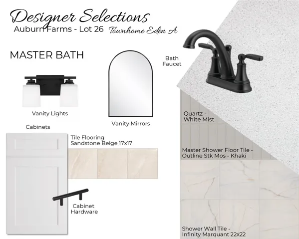 Auburn Farms Townhome Unit 26 - Primary bathroom selections!