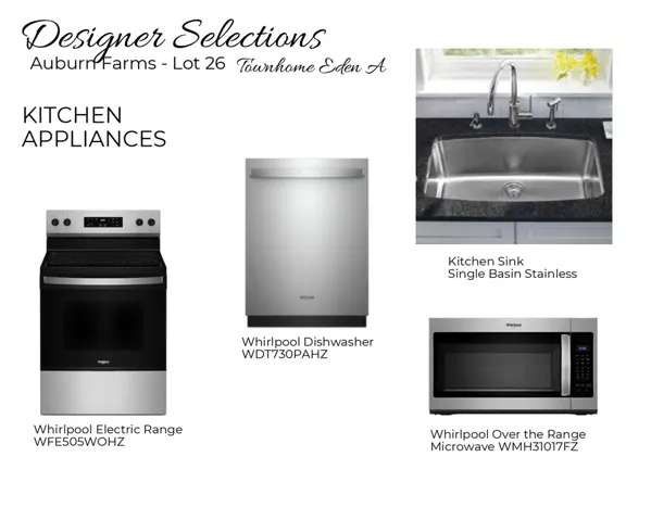 Auburn Farms Townhome Unit 26 - Kitchen Appliance selections!