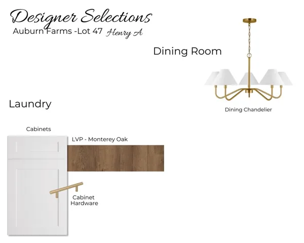 Auburn Farms Lot 47 - Designer Selections - Laundry/Dining Room Selections - All plans, pricing and specifications are subject to change without notice.