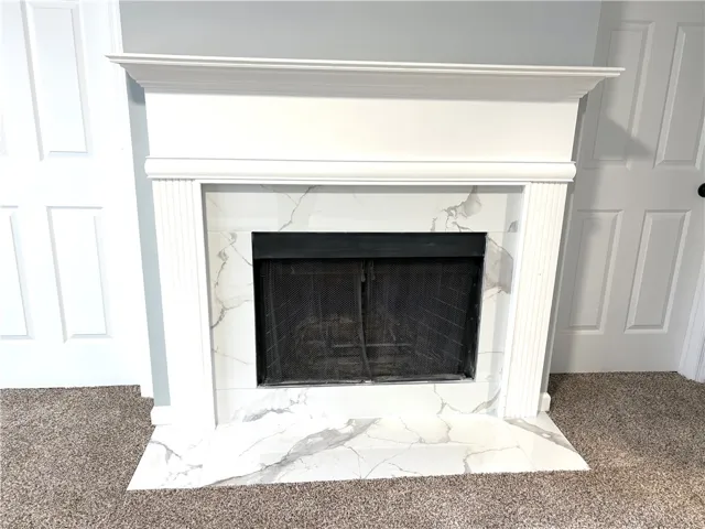 wood burning fireplace in primary quite
