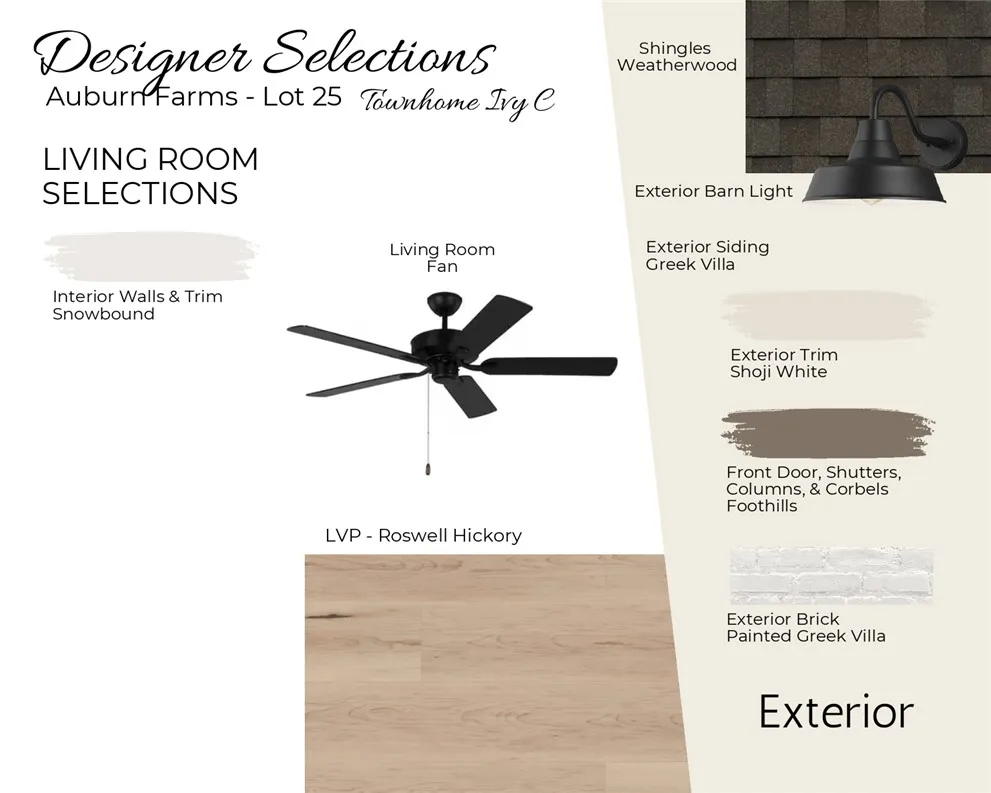 Auburn Farms Townhome unit 25 living room selections!