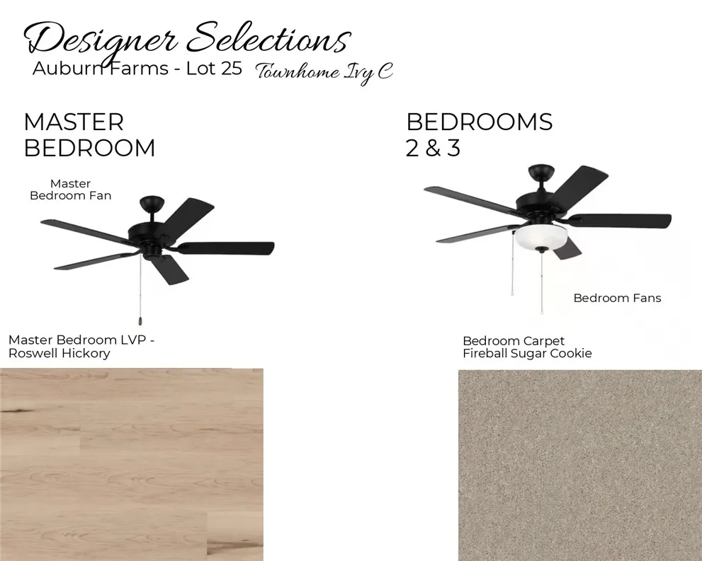 Auburn Farms Townhome unit 25 primary bedroom selections!