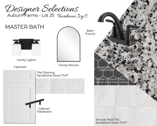 Auburn Farms Townhome unit 25 primary bathroom selections!