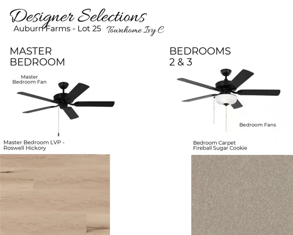 Auburn Farms Townhome unit 25 primary bedroom selections!