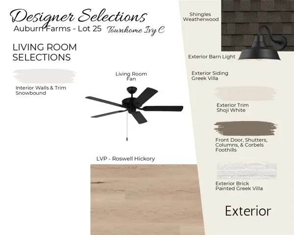 Auburn Farms Townhome unit 25 living room selections!