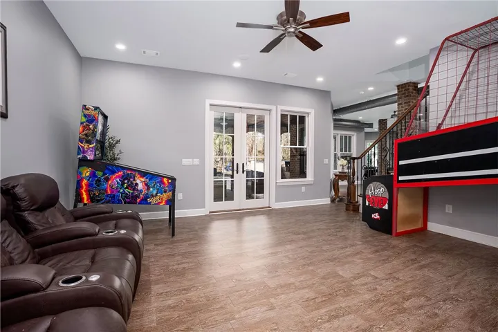 Basement game area and exterior entrance