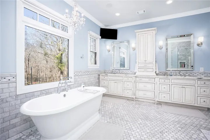 Primary Bathroom - soaking tub and heated floors