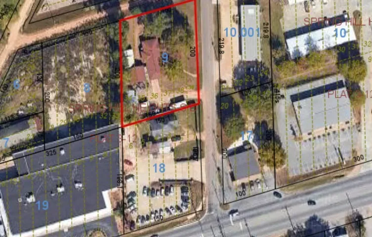 Aerial view with adjoining properties