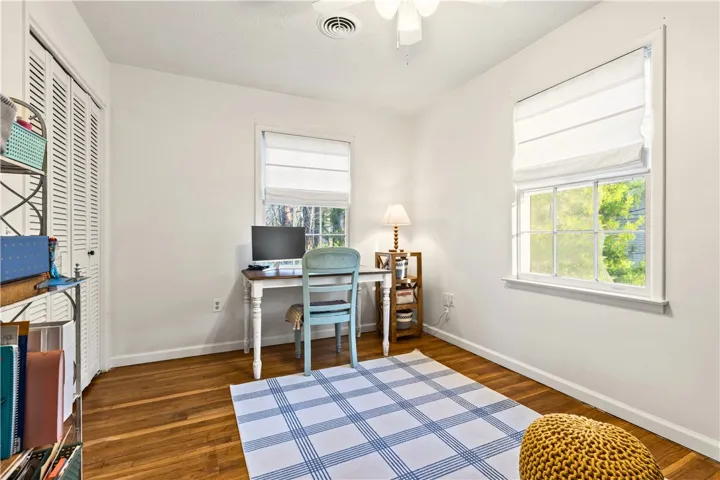1st of 3 upstairs bedrooms; all with wood floors.