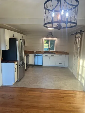 Open kitchen/dining/living area