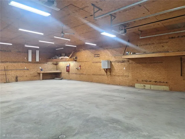 This spacious garage offers ample room for vehicles and projects.