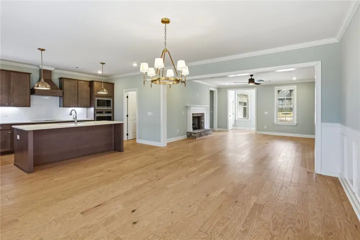With ample room for a large table, the open dining space is ideal for gatherings.