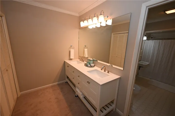 Dual vanity primary bathroom.