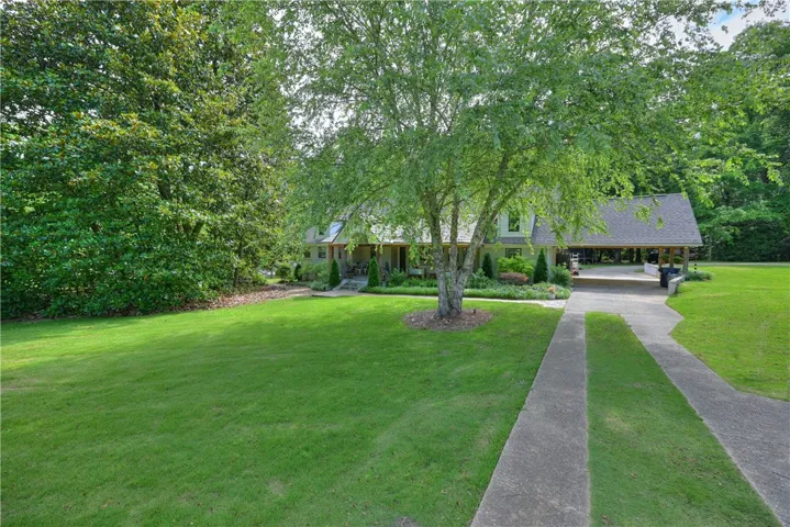 Paved walkway and driveway.