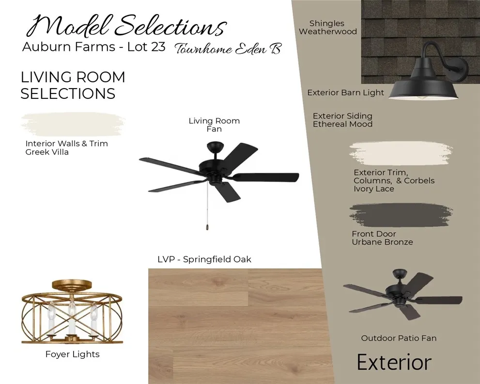 Auburn Farms Townhome unit 23 design selections!