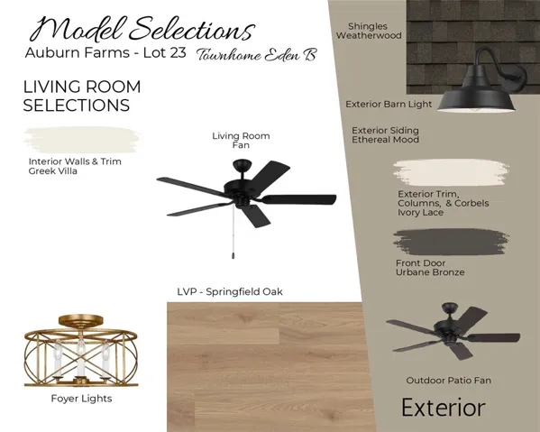 Auburn Farms Townhome unit 23 design selections!