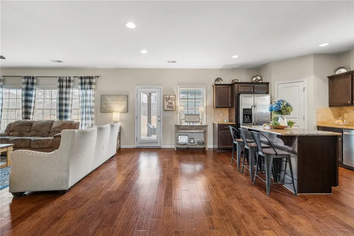 Kitchen is open to a large living room