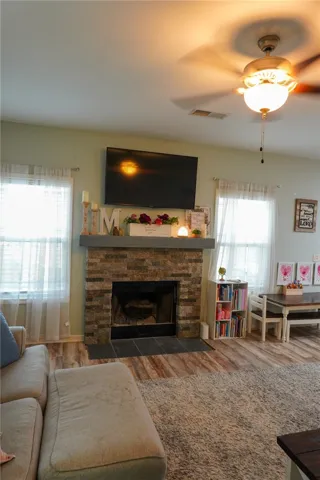 Wood burning fireplace