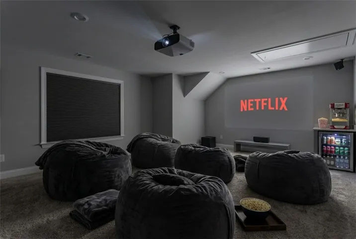 Note: Digitally staged - projector is not included.