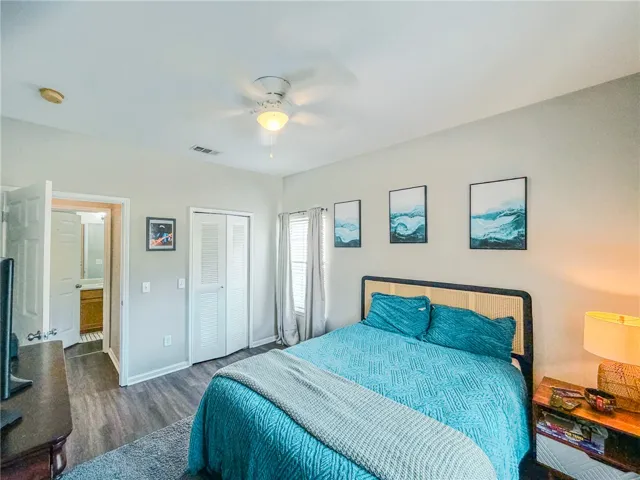 With closet and then bathroom right across.