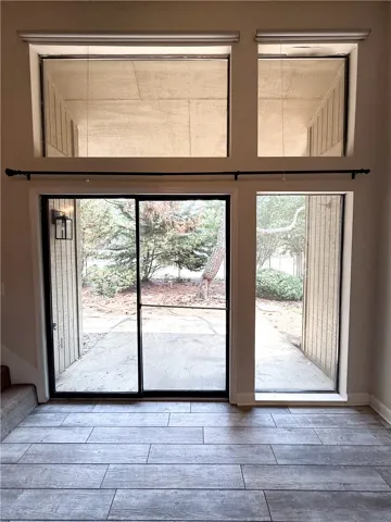 View of back patio from the main living space.