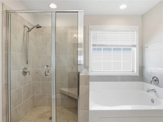 primary suite shower and tub