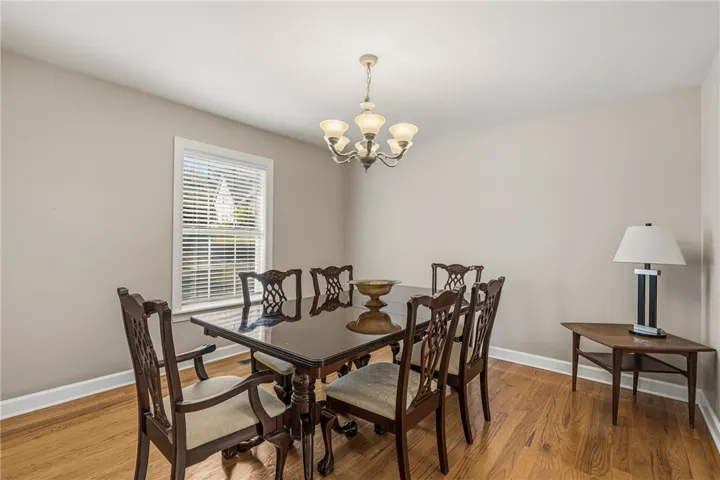 Dining room with a butlers passing door into the kitchen