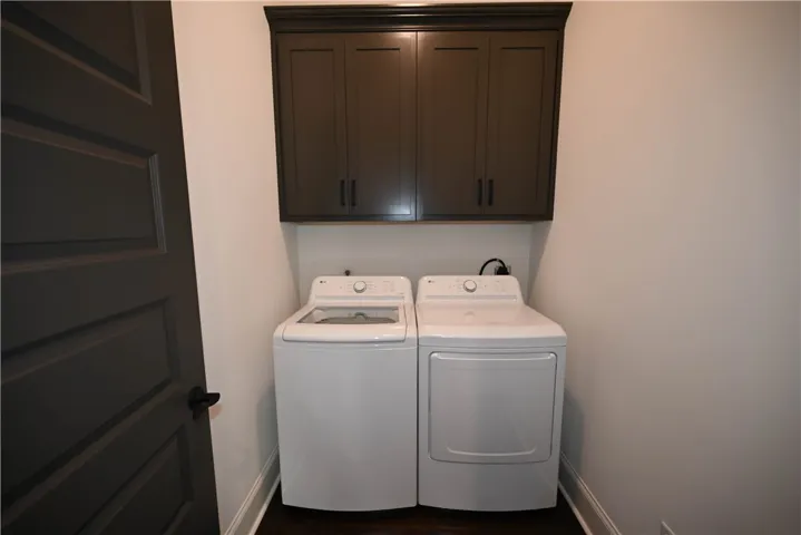 Laundry room with storage.