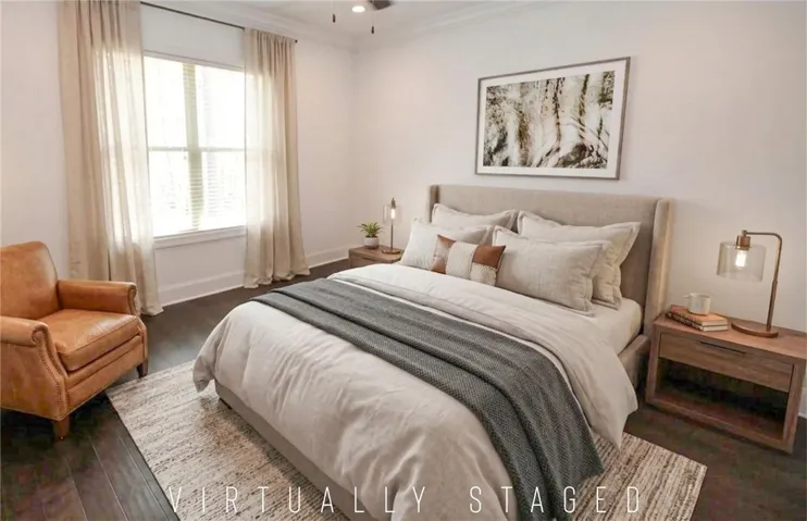 Spacious primary suite with hardwood flooring!