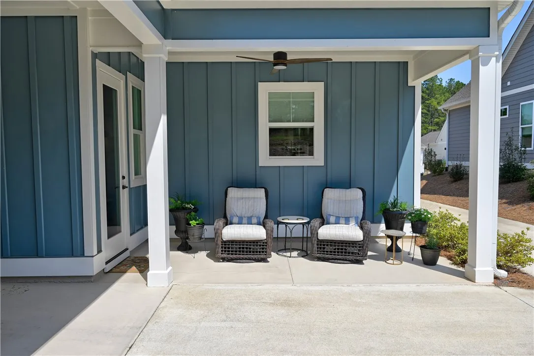 Cozy covered back porch.