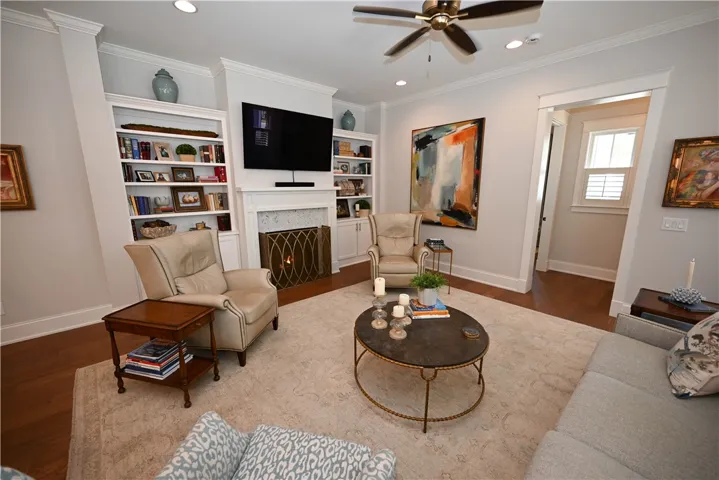 Custom built-ins & 10' ceilings.