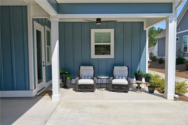 Cozy covered back porch.