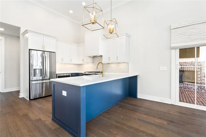 NAVY PENINSULA WITH INCLUDED REFRIGERATOR