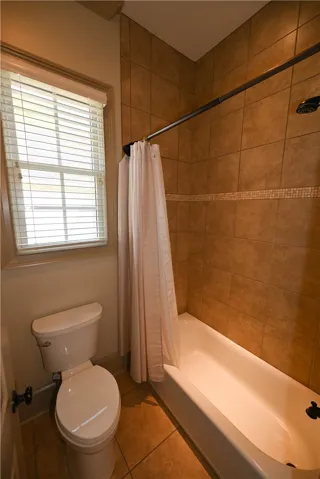 Separate shower area.