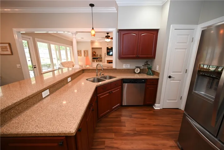 Large Silestone quartz countertops.