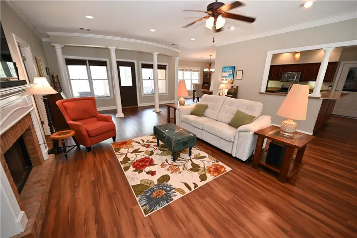 Grand foyer flowing into the living room.