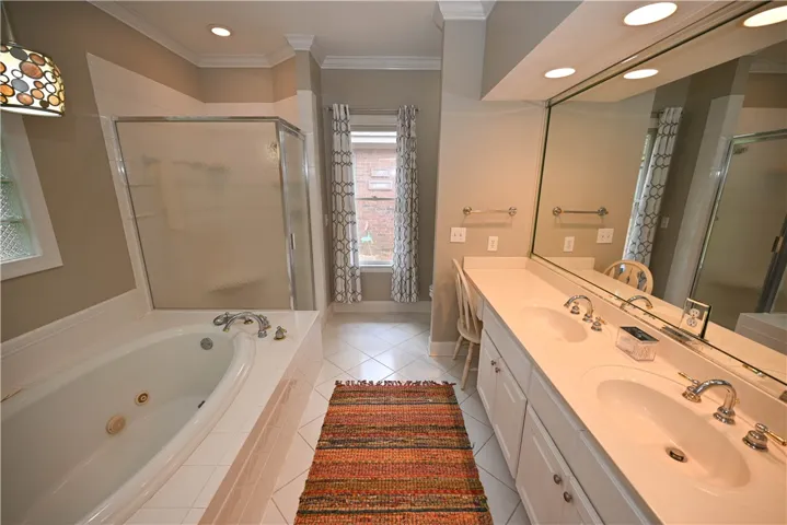 Stunning master bathroom with a step in shower.
