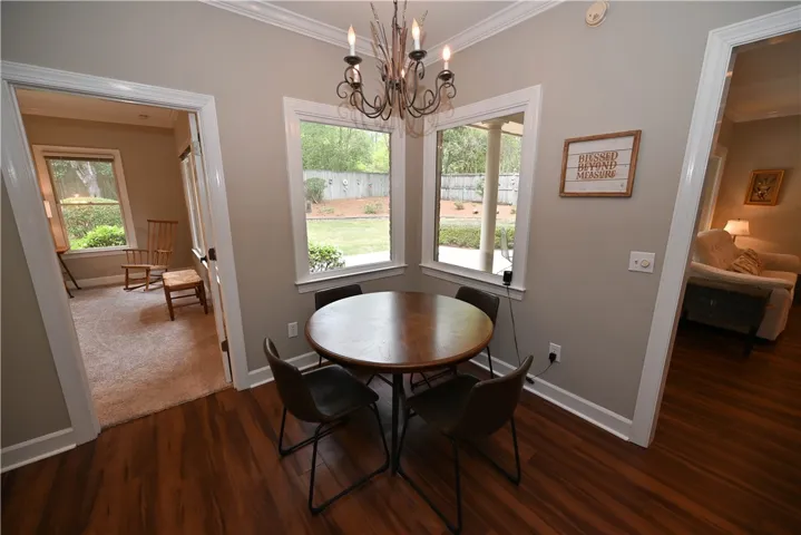 Breakfast nook overlooking the backyard.