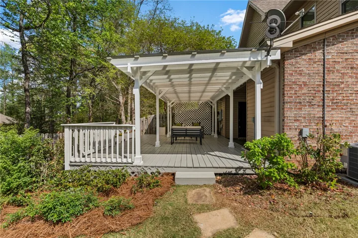 This covered back patio feels extra special especially when the lights are on at night!