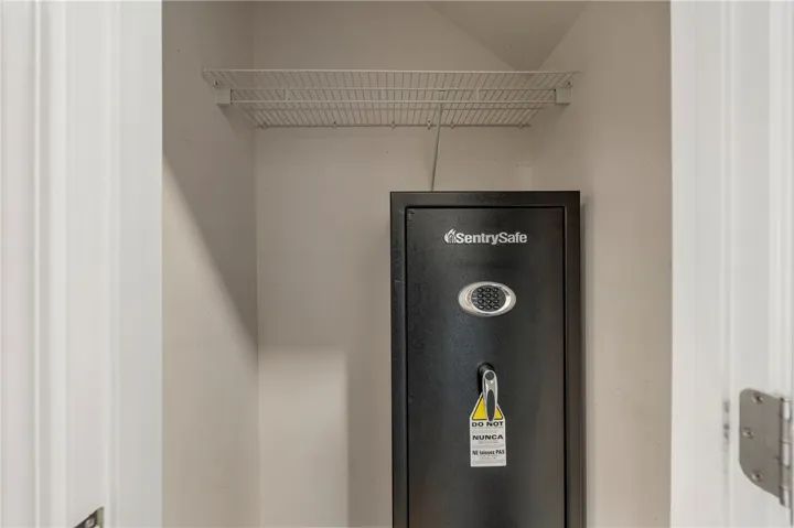 The hall closet comes with a safe for storing valuables and important documents.
