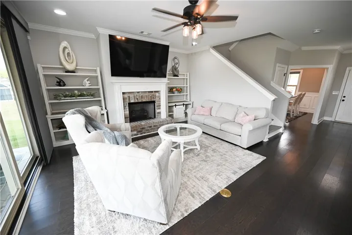 Living room with gas log fireplace