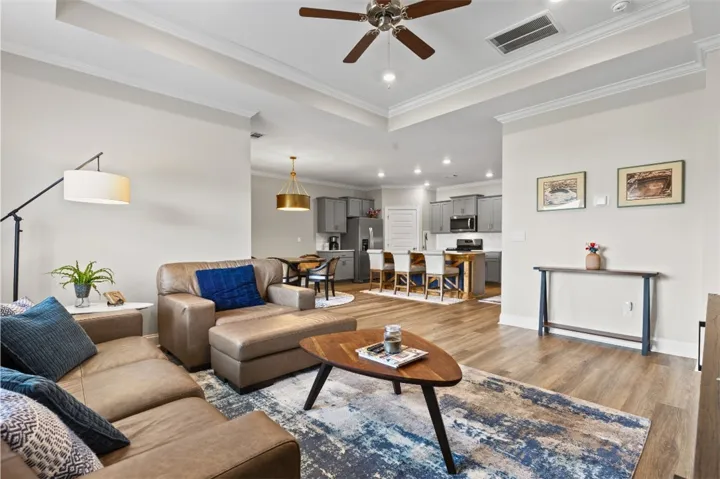 Living room with crown molding