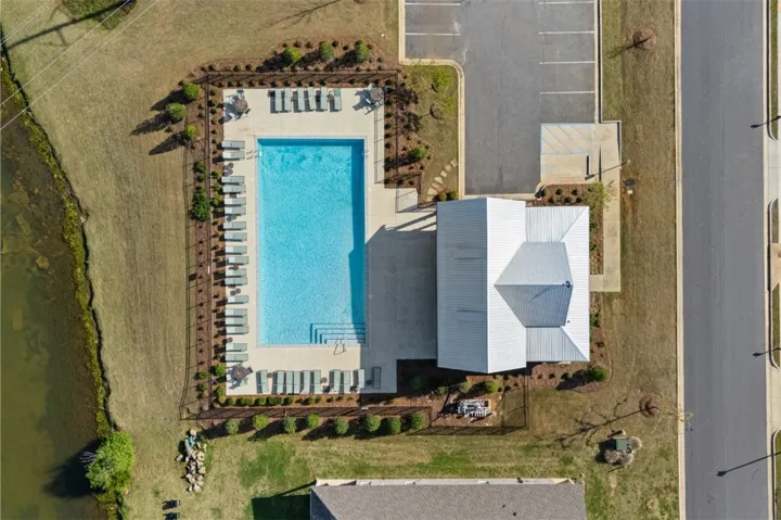 Beautiful pool with a lake view