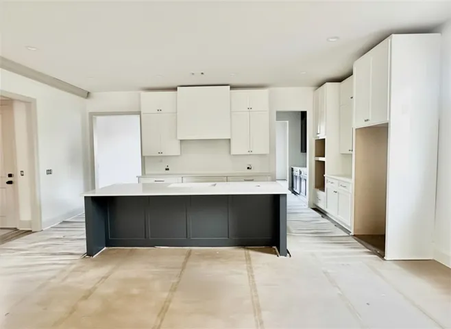 Ceiling-height cabinets topped in quartz are an unexpected upgrade.