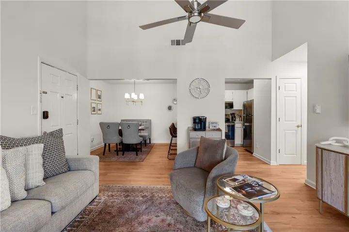 Open living to kitchen