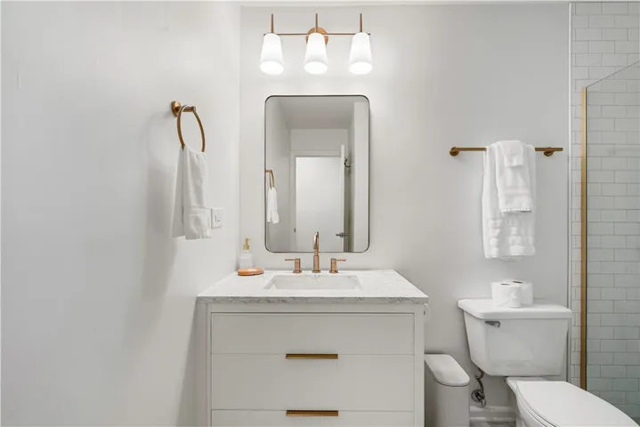 Beautiful , brand new bathroom with timeless selections