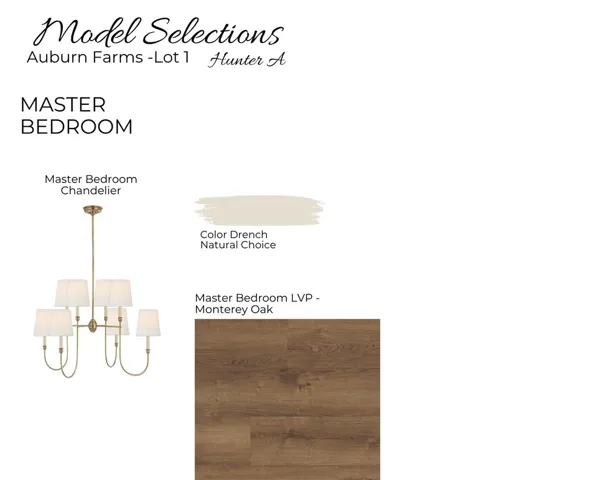 Auburn Farms - Hunter A - Lot 1 -  Master Bedroom Selections - All plans, pricing and specifications are subject to change without notice.