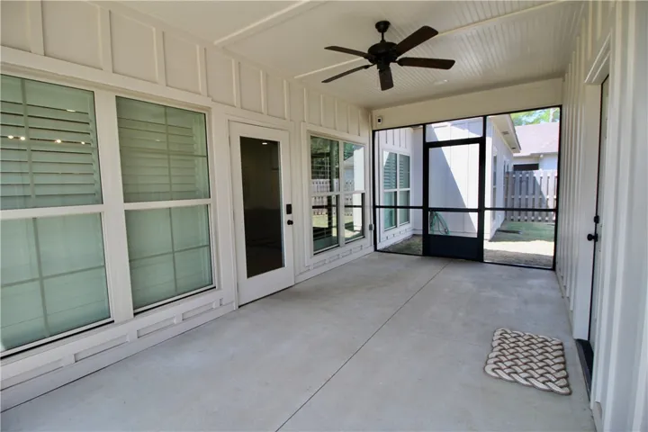 The screened door only has entry from the house, garage or the private backyard.